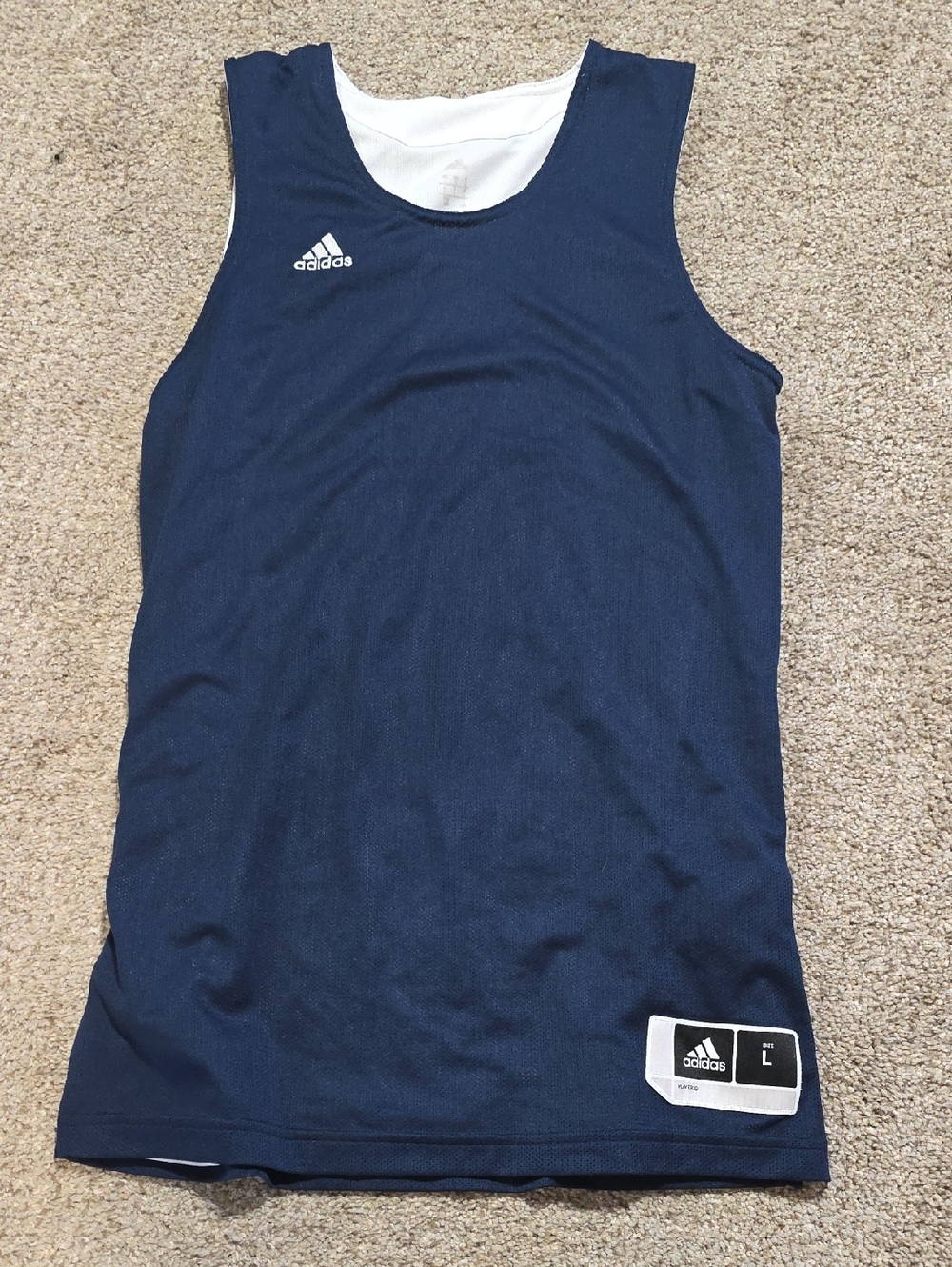 adidas Navy and White Reversible Athletic Tank